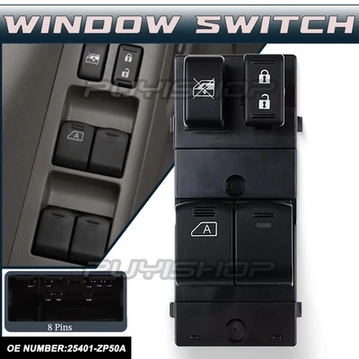 Interruptor elevador Power Master Fit Nissan Frontier 2006-2020 25401ZP50A lado del conductor Foto 1 de 4