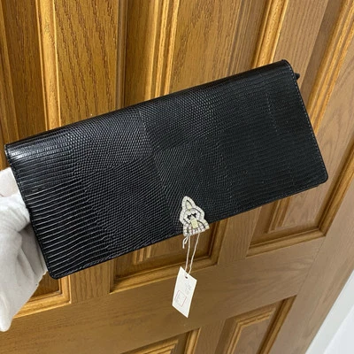 Lauren Ralph Lauren Formal Pocketbook Black Art Deco Glam Rhinestone Clasp Rare - Image 1 of 4