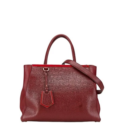 Bolso de Mano FENDI Trois Jours Bolso de Hombro 2WAY 8BH250 Cuero Rojo Damas Usado Desde Foto 1 de 4