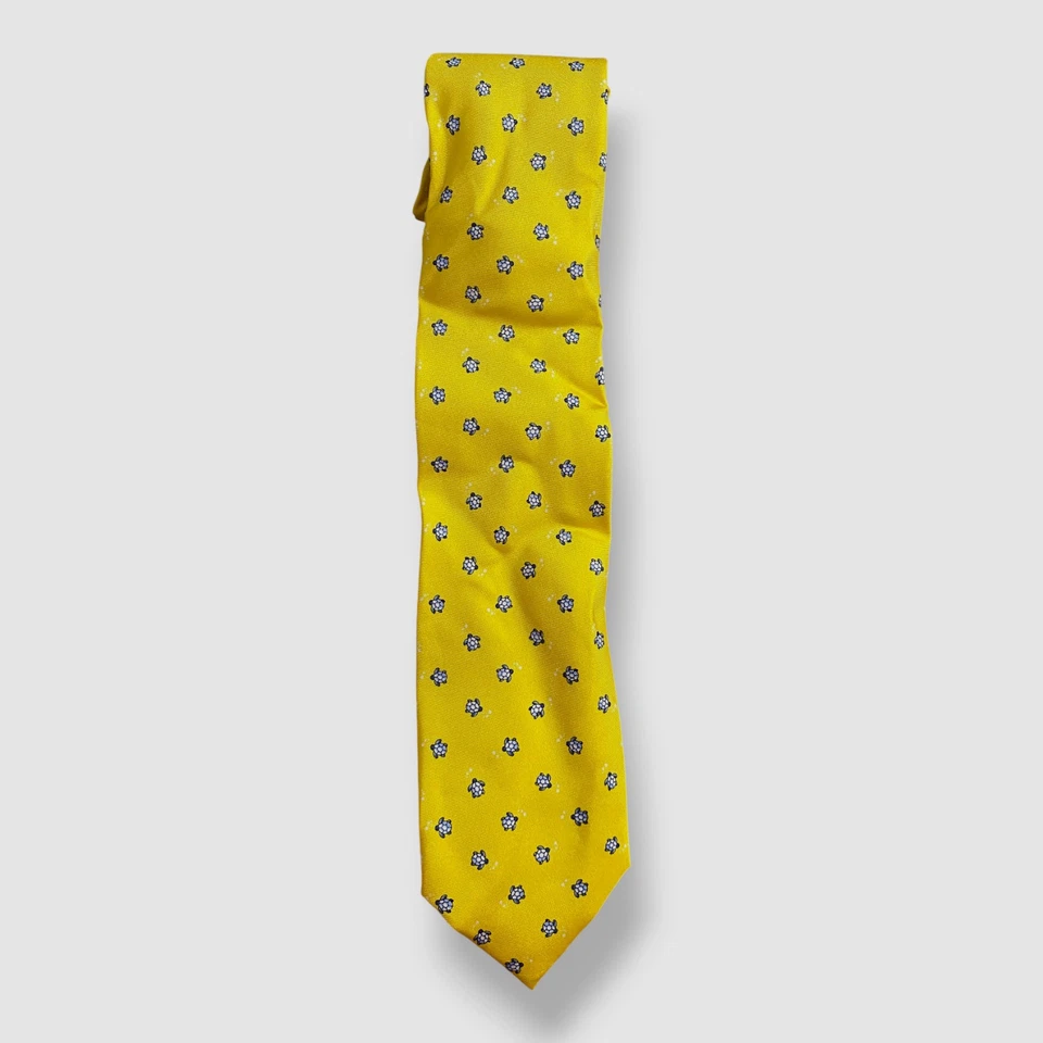 Tommy Hilfiger Men's Yellow Turtle Printed Skinny Silk Tie 58x2.75 - Image 1 of 1