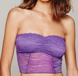 Free People Galloon Scalloped Cropped Lace Bandeau Grape Sz: Medium NWT - Picture 1 of 2
