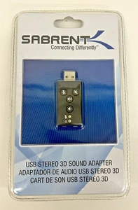 Sabrent USB 2.0 Stereo 3D Sound Adapter Windows PC Mac OS X Compatible NEW - Picture 1 of 4