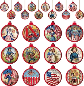 24 Pcs 4Th of July Ornaments for Tree Memorial Day Decorations Vintage Patriotic - Picture 1 of 7