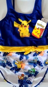 POKEMON SQUIRTLE CHARMANDER PIKACHU 7/8, 7-8 (MEDIUM) GIRL'S ONE PIECE SWIMSUIT - Picture 1 of 3