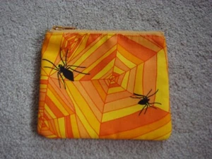Handmade coin purse, Spiders on Orange, 11.8cm x 9cm - Picture 1 of 2