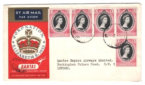 MALAYA USED *COCOS ISLANDS* Air 1953 FDC QEII Coronation QUANTAS First Day MA229 - Picture 1 of 10