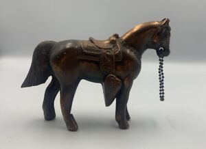 Vintage Horse Statue Figurine 5" pot metal copper painted western HOLLOW
