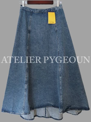 NUEVO CON ETIQUETAS H&M 100% Algodón Denim Círculo Maxi Falda Cintura Alta Denim Azul Talla 10 Foto 1 de 3