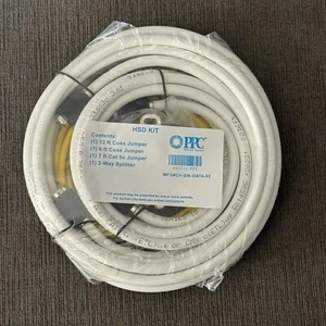 HSD Kit 12ft Coax 6ft Coax 7ft CAT5 2-Way Splitter New - Picture 1 of 12