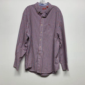 Camisa para hombre IZOD talla XXL azul rojo blanco a cuadros botón delantero manga larga - Imagen 1 de 9