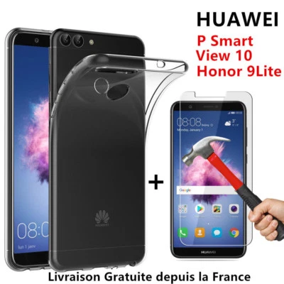 Film Verre Trempé Ecran Protection Huawei P Smart Plus 2019 2020 +Coque Silicone - Photo 1/4