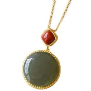Retro Natural Hetian Jade Pendant Necklace Chinese Women Jewelry Amulet - Picture 1 of 1