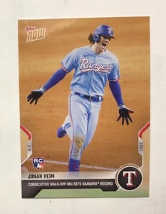 2021 TOPPS NOW Jonah Heim #602 RC consecutive Walk off HR Rangers - Picture 1 of 2