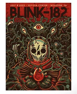 Blink 182 Poster Concerto Houston, TX Toyota Center 8 Luglio 2023 In Mano - Foto 1 di 1