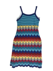 Vestido Solero Hanna Andersson Niña Tejido Crochet 140 10 Verde azulado Chevron Azul Rayas - Imagen 1 de 6