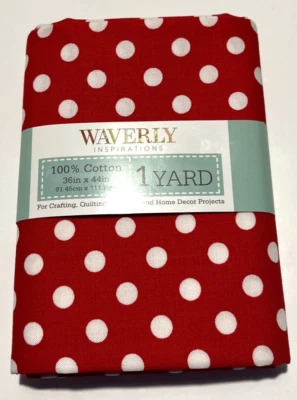 Waverly Inspirations Red with White Dots Cotton Fabric 1 Yard x 44in NEW - Image 1 of 2