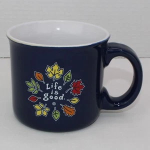 Taza de café grande Life is Good azul hojas de otoño 16 onzas - Imagen 1 de 10