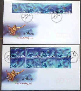 Australia FDC Christmas Island Zodiac Year of the Monkey 2004 2 covers - Picture 1 of 2