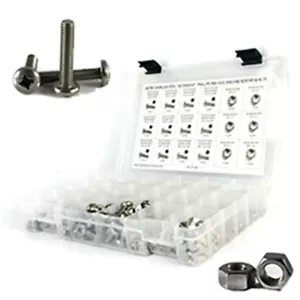 Metric Stainless Steel Phillips Pan Head Machine Screw w/ Nuts Assortment Kit - Picture 1 of 5
