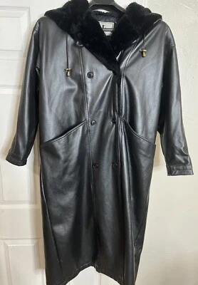 Abrigo Misty Harbor Mujer L Negro Piel Sintética Forrado Capucha PVC Exterior Acolchado Interior Foto 1 de 4