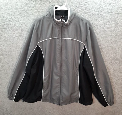 SJB Active Jacket Womens 1X Gray Black Full Zip Running Jogging Gym Sports - Image 1 of 4