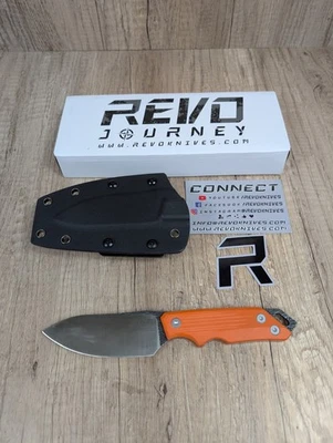 Cuchillo de hoja fija Revo Journey RJ1 hoja satinada naranja mango G10 con funda Foto 1 de 4