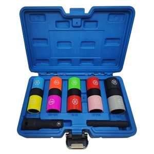 7PCS 10 Size 1/2 Drive Impact Flip Hex Socket Set Lug Nut Socket Set Non Marring - Picture 1 of 5