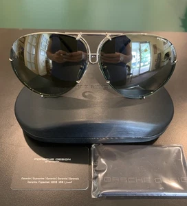 PORSCHE P8478 B. Sonnenbrille Silber Titan 69 mm mit 2 Gläsern. - Bild 1 von 11