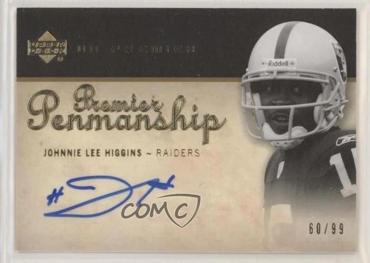 2007 UD Premier Penmanship /99 Johnnie Lee Higgins #PP-HI Rookie Auto RC - Image 1 of 2