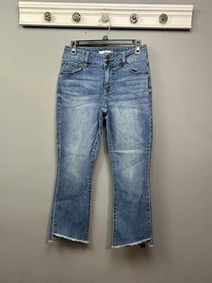 Cabi Jeans Womens 2 Blue Hi-Low Crop Raw Frayed Hem Stretch Denim Jeans - Image 1 of 4