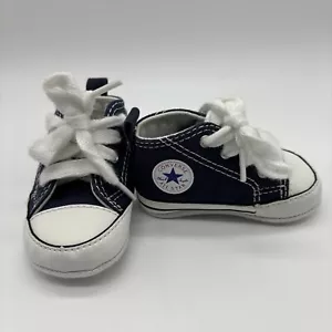 Baby Converse All Star Chuck Taylor Crib Shoes Blue & White US size 1 - Picture 1 of 9