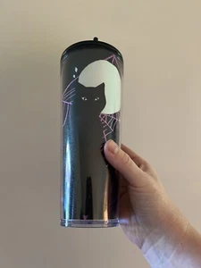 Starbucks Tumbler Halloween 2021 Glow in the Dark Black Cat Purple Spider Web - Bild 1 von 12