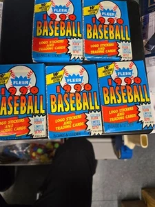 1990 FLEER BASEBALL - UNOPENED WAX PACK - LOT OF FIVE (5) - Picture 1 of 2