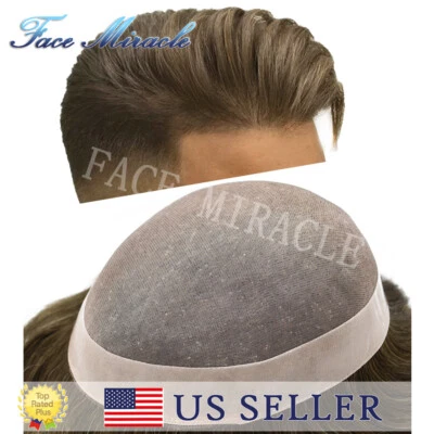 Мужские Toupee человеческих волос изделие прочный тонкий моно Toupee для мужчин вокруг волос система - Изображение 1 из 4