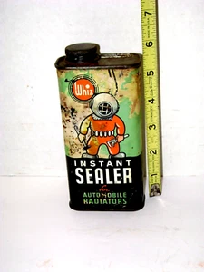 Vintage WHIZ INSTANT SEALER CAR AUTO RADIATOR REPAIR TIN LITHO CAN Scuba Graphic - Picture 1 of 8