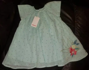 Catimini Baby Girls Teal Polka Dot Embroidered Lined Full Dress Size 9 Months - Picture 1 of 4