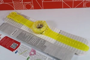 NEW Swatch Yellow Lemon Profond Skeleton Dial Translucent Lemon Yellow Watch Swi - Picture 1 of 14