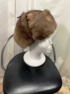 UNISEX WARM LUXURY USA NATURAL MUSKRAT 24.5 INCHES FUR TROOPER HAT FREE SHIPPING - Picture 1 of 12