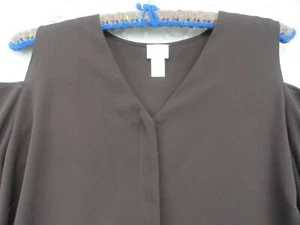 Chicos 3 Blouse Misses XL Polyester Brown Cold Shoulder Sz 3 MINT Travel - Picture 1 of 7