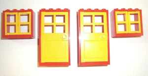 LEGO® 2 Türen + 2 Fenster Basic City Haus Tür bauen rot - Kilo KG (L251) - Bild 1 von 1