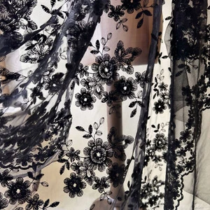 Flor Tela Encaje Festoneado Borde Bordado Lacetulle para Vestido, Trajes - Imagen 1 de 6