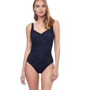 GOTTEX Lattice Square Neck One Piece Swimsuit in Black Size 10 Item: LL174 - Picture 1 of 10