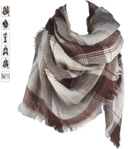 Women's Plaid Blanket Scarf Wrap Oversized Shawl - Picture 1 of 1