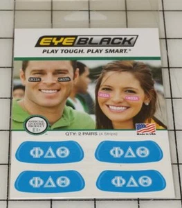 Juego de 2 pares de pegatinas negras debajo de los ojos PHI DELTA THETA para ojos 4 tiras NUEVAS - Imagen 1 de 1