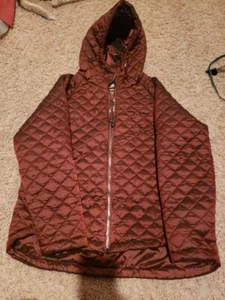 BCBGMAXAZRIA Feather Free Eco- Friendly Fill Large Women’s Coat Burgundy Shimmer - Picture 1 of 10