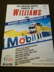 MOTORSPORT PROGRAM - BRANDS HATCH TRIBUTE TO WILLIAMS - NOV 30 1986 - 40PP - Picture 1 of 1
