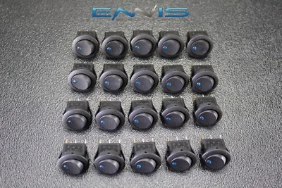 20 PIEZAS INTERRUPTOR BASCULANTE REDONDO 3/4 ORIFICIO DE MONTAJE 16 AMP 12V 3 PINES AZUL LED IBRRSB Foto 1 de 4