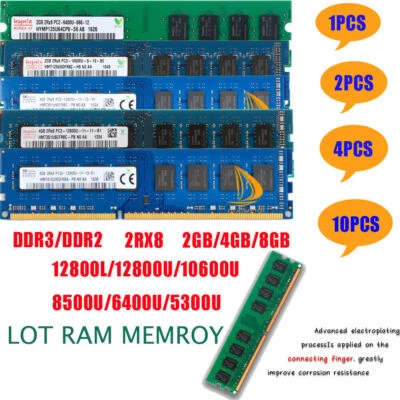 LOT Hynix 8GB 4GB 2GB 2RX8 DDR3/DDR2 12800U/10600U Desktop Memory RAM`240PIN`KIT - Image 1 of 4