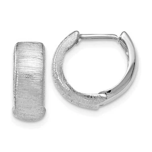 Avariah 14K White Gold Polished and Textured Hinged Hoop Earrings - 13mm - Picture 1 of 5