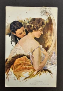 Antica Cartolina Viaggiata Intimità Firma dell'Artista Anno 1917 - Imagen 1 de 2